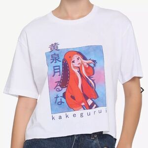 Kakegurui Runa Yomozuki Boyfriend Fit Crop T-Shirt Size XXL White Hot Topic